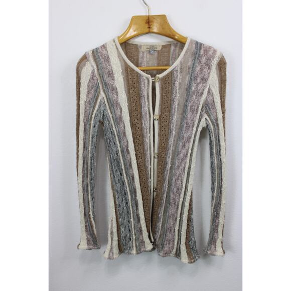 Simply Natural Cardigan Alpaca Long Sleeve Sweater Gray Brown Peru Size S - Picture 10 of 13